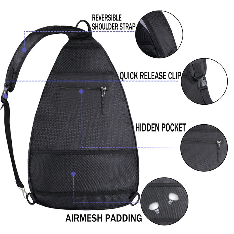 LLYWCM Pickleball Bag - Pickleball Backpack for Women & Men - Travel Paddle Case, Sling Bag (Black) - Image 3